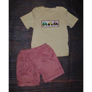 Boutique Farm Tractors Boys Shorts Outfit Set